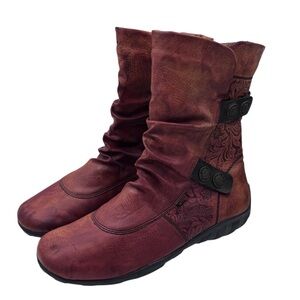 Remonte by Rieker Red Ankle Boots with Black Accents - US Size 6.5-7